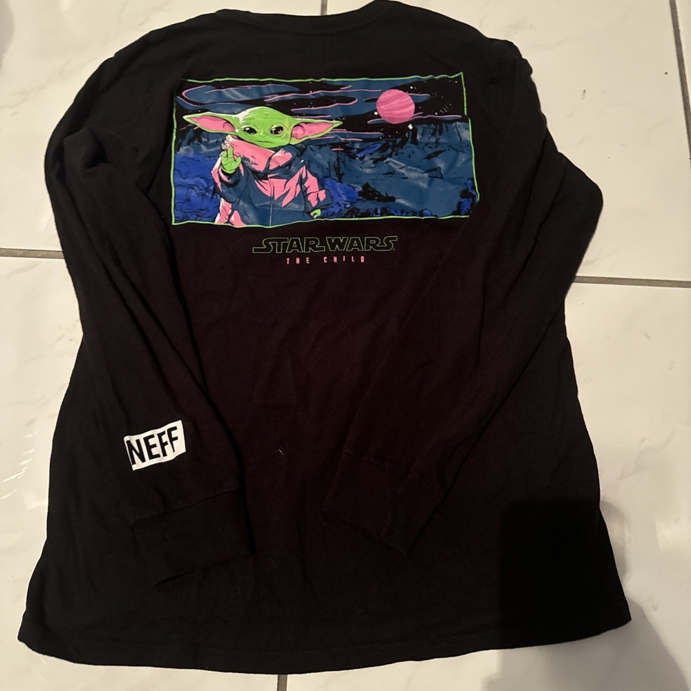 Star Wars x Neff T-shirt Adult Unisex M Grey Grogu Baby Yoda Mandalorian 20.5x25